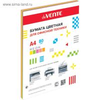 Бумага цветная для офисной техники "deVENTE" A4 50 л, 75 г/м², неоновые цвета, ассорти (5 цветов) в пластиковом пакете 2072243