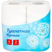 Туалетная бумага 4 рул. 2-х слойная OfficeClean, белая