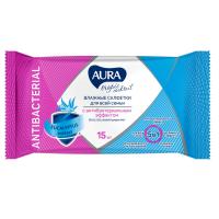 Влажные салфетки 15шт. Aura Tropic Cocktail, антибактериальные