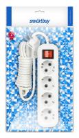 Сетевой удлинитель 5м, 4 розеток, с заземл. и выкл. Smartbuy 16А/3,5кВт ПВС 3х1,0 (SBE-16-4-05-ZS) белый
