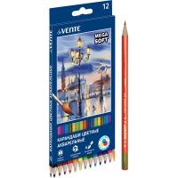 Акварельные карандаши 12 цв. deVENTE. Trio Mega Soft, с кисточкой 5022121