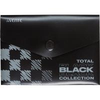 Пaпка-конверт на кнопке A7  deVENTE TOTAL BLACK 3071337 непрозрачная черная с дизайном
