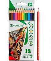 Карандаши цветные 12 цв. ACMELIAE пластиковые, шестигранные PCP-012