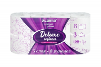 Туалетная бумага 8 рул. 3-х слойная LAIMA Deluxe белая