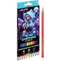 Карандаши цветные 12 цв. deVENTE. Korokoro, 2М, шестигранные 5022544 пластиковые