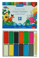 Пластилин 12 цв. 240гр, Globus, классический, со стеком, ПЛ12-06К