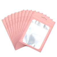 Пакеты с замком (Zip Lock) 20*30 см. розовые с окошком 