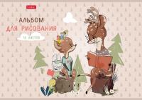 Альбом для рис. 12 л. А4 Хатбер -Олененок- на скобе, ассорти 12А4В